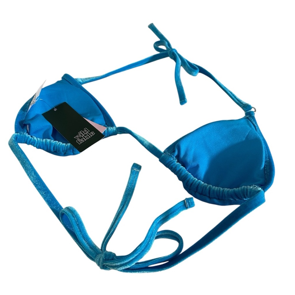 Wild Fable Blue Velvet Tie Back Bikini Top M - Picture 6 of 6